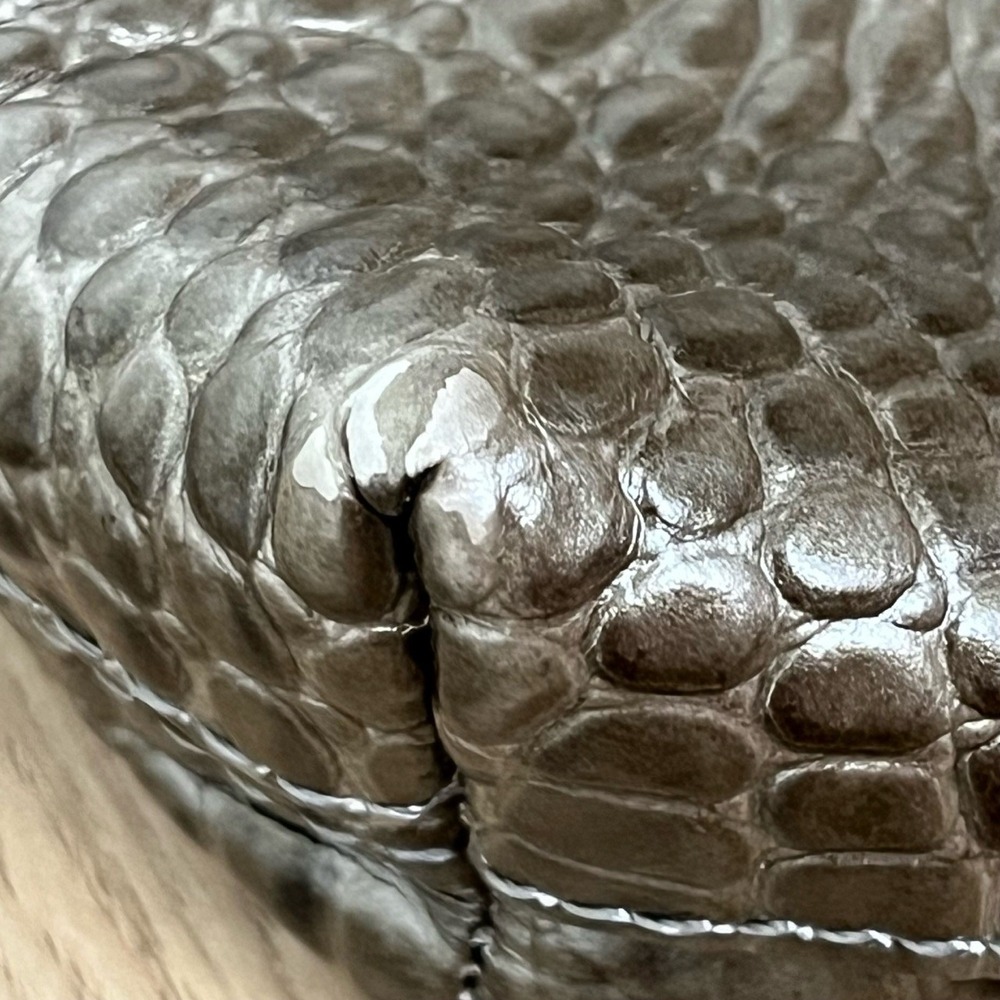 Brahmin Smokey Taupe Melbourne Clutch Croc-Embossed Leather Brown Croc - Picture 12 of 15